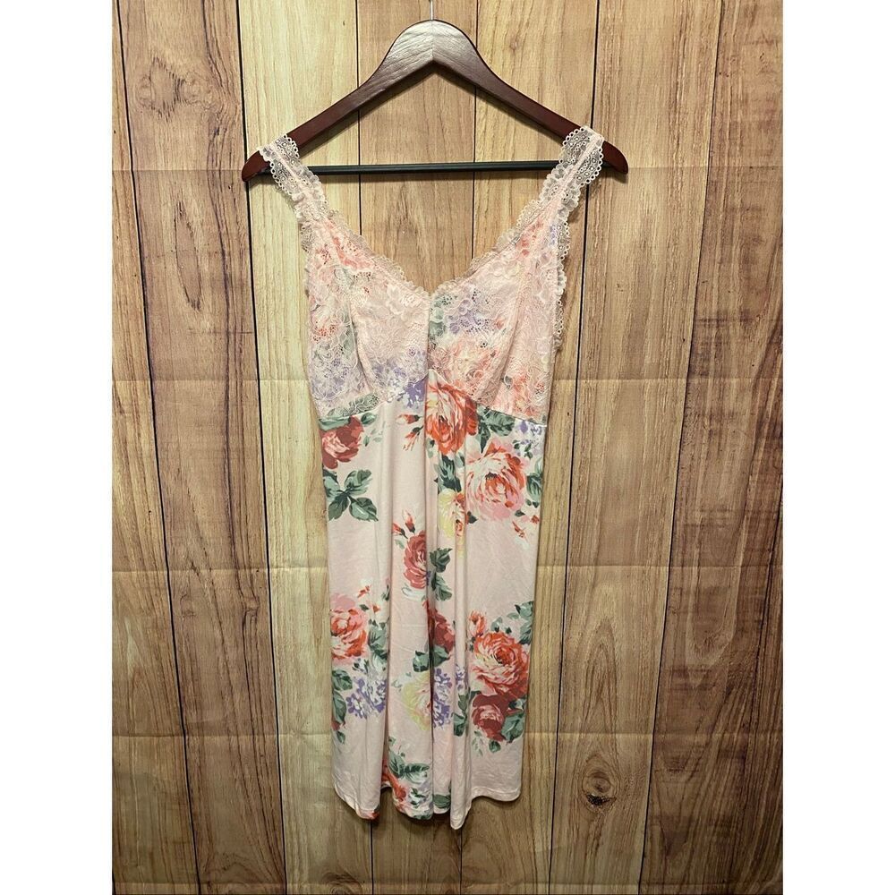 Flora Nikrooz Large Pink lace floral nighty nightgown slip dress